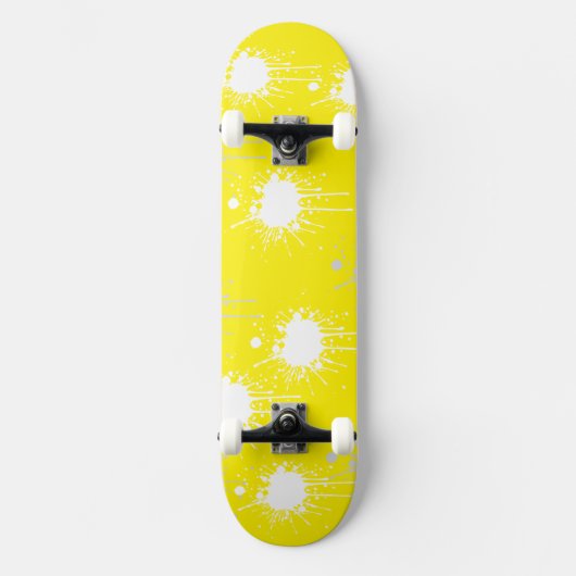 Abstraktes Skateboard-Deck aus gelbem Weiß Skateboard (Vorderseite)