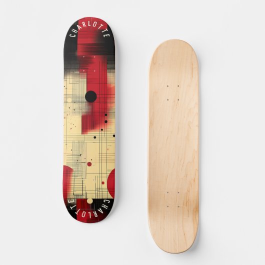 Abstraktes Skateboard mit roter und schwarzer Geom (Vorderseite)