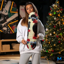 Abstraktes Skateboarddesign in Rot und Schwarz Skateboard