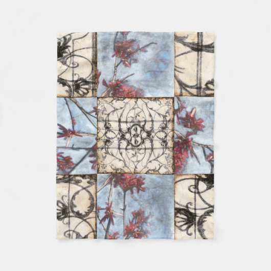 Abstraktes Skelettbild mit Paneelen Fleecedecke (Vorderseite)