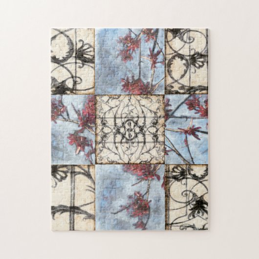 Abstraktes Skelettbild mit Paneelen Puzzle (Vertikal)