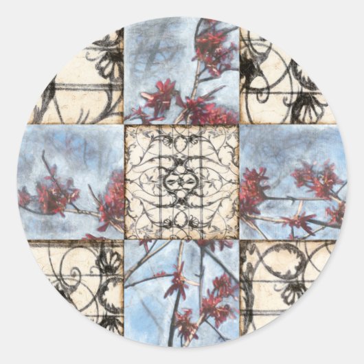 Abstraktes Skelettbild mit Paneelen Runder Aufkleber (Vorderseite)