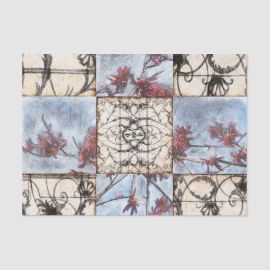 Abstraktes Skelettbild mit Paneelen Seidenpapier (Vorderseite)