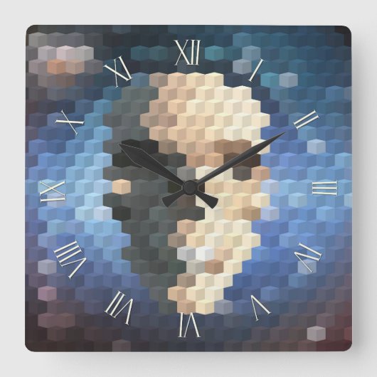 Abstraktes Skull Quadratische Wanduhr (Vorderseite)