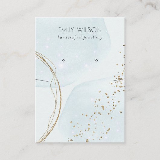 Abstraktes Sky Blue Gold Necklass Earring Display Visitenkarte (Vorderseite)