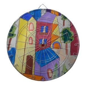 Abstraktes Sommerdorf Dartscheibe