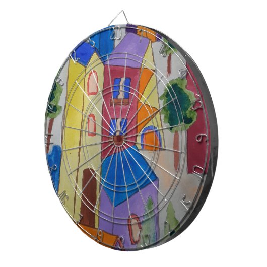 Abstraktes Sommerdorf Dartscheibe (Vorderseite rechts)