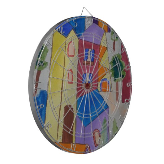 Abstraktes Sommerdorf Dartscheibe (Vorderseite Links)