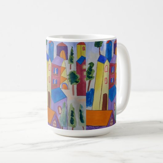 Abstraktes Sommerdorf Kaffeetasse (VorderseiteRechts)
