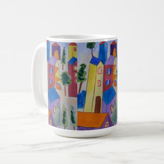 Abstraktes Sommerdorf Kaffeetasse (Vorderseite Links)