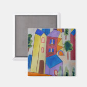 Abstraktes Sommerdorf Magnet (Vorderseite/Rückseite)