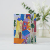 Abstraktes Sommerdorf Postcard Postkarte (Stehend Vorderseite)