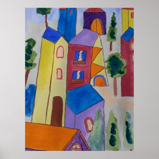 Abstraktes Sommerdorf Poster (Vorne)