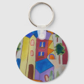 Abstraktes Sommerdorf Schlüsselanhänger (Vorderseite)
