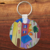Abstraktes Sommerdorf Schlüsselanhänger (Vorderseite)