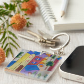 Abstraktes Sommerdorf Schlüsselanhänger (Vorderseite rechts)