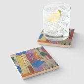 Abstraktes Sommerdorf Steinuntersetzer (Seitenansicht)