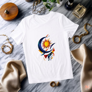 Abstraktes Sonne-und-Mond-T-Shirt   Farbige Himmel Tri-Blend Shirt