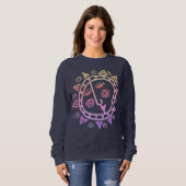 Abstraktes Sonnen-Gesicht Tragbare Kunst Sweatshirt (Vorne ganz)