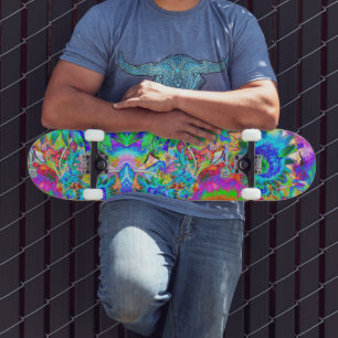 Abstraktes Sonnenblumenfeld Retro-Blume Skateboard