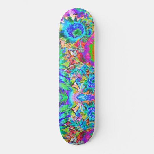 Abstraktes Sonnenblumenfeld | Retro-Blume Skateboard (Vorderseite)