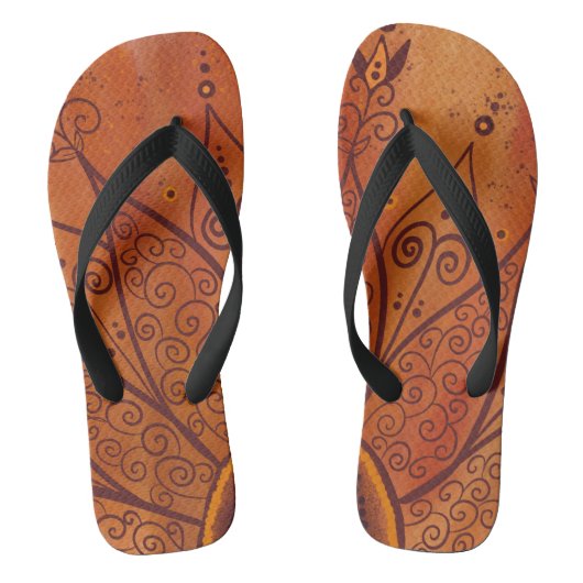 Abstraktes Sonnenblumenmuster Badesandalen (Fußbett)