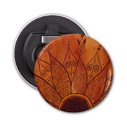 Abstraktes Sonnenblumenmuster Flaschenöffner (Vorderseite)