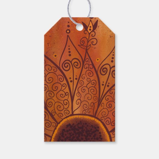 Abstraktes Sonnenblumenmuster Geschenkanhänger (Vorderseite)