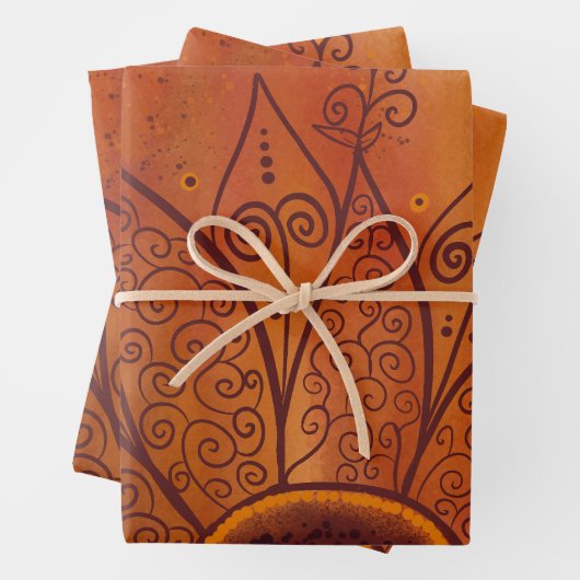 Abstraktes Sonnenblumenmuster Geschenkpapier Set (Beispiel)