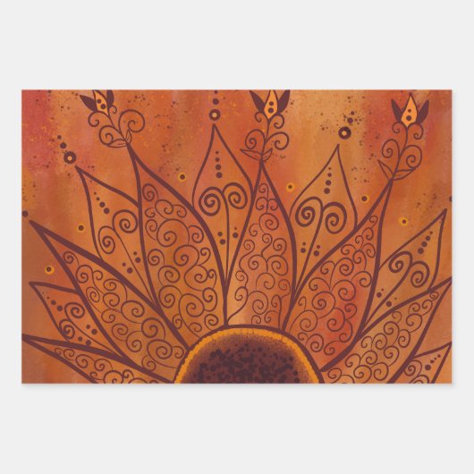 Abstraktes Sonnenblumenmuster Geschenkpapier Set (Vorderseite)