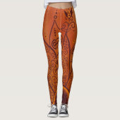 Abstraktes Sonnenblumenmuster Leggings (Vorderseite)