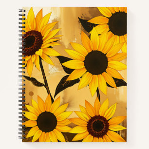 Abstraktes Sonnenblumenmuster mit goldenem Gelb Notizblock