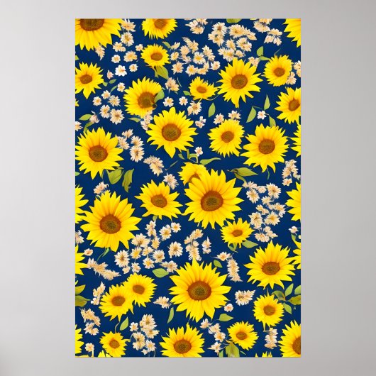 Abstraktes Sonnenblumenmuster Poster (Vorne)