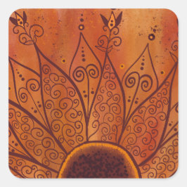 Abstraktes Sonnenblumenmuster Quadratischer Aufkleber