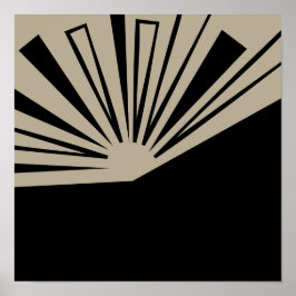 Abstraktes Sonnenuntergang Schwarz auf Tan Moderne Poster