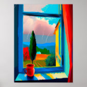 Abstraktes Sonnenuntergangslandschaft-Gemälde, Abs Poster (Vorne)