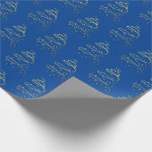 Abstraktes Sparkling Gold, Blauer Weihnachtsbaum Geschenkpapier (Ecke)