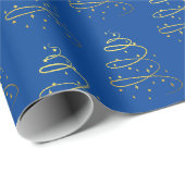 Abstraktes Sparkling Gold, Blauer Weihnachtsbaum Geschenkpapier (Rolleneckpunkt)