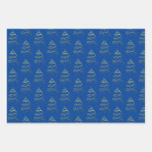 Abstraktes Sparkling Gold, Blauer Weihnachtsbaum Geschenkpapier Set (Vorderseite 3)