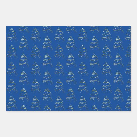 Abstraktes Sparkling Gold, Blauer Weihnachtsbaum Geschenkpapier Set (Vorderseite 2)