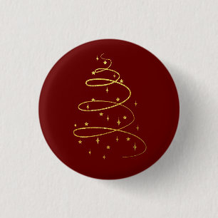 Abstraktes Sparkling Gold, Burgunder Weihnachtsbau Button