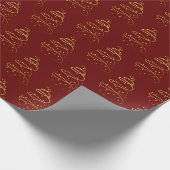 Abstraktes Sparkling Gold, Burgunder Weihnachtsbau Geschenkpapier (Ecke)