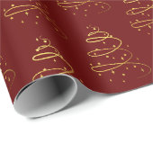 Abstraktes Sparkling Gold, Burgunder Weihnachtsbau Geschenkpapier (Rolleneckpunkt)