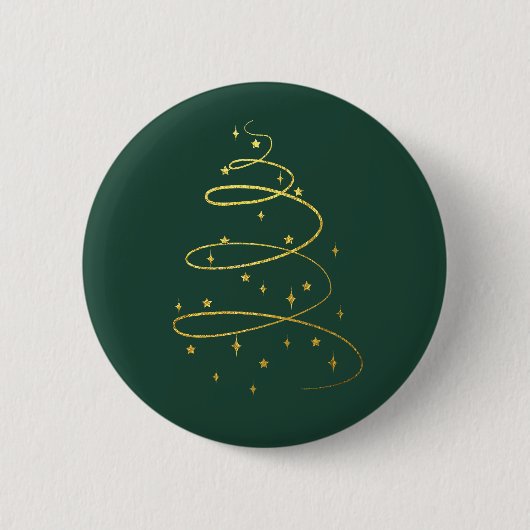 Abstraktes Sparkling Gold, Grüner Weihnachtsbaum Button (Vorderseite)