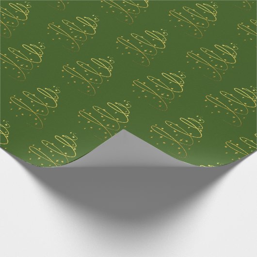 Abstraktes Sparkling Gold, Grüner Weihnachtsbaum Geschenkpapier (Ecke)