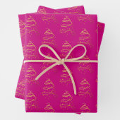 Abstraktes Sparkling Gold, Magenta Weihnachtsbaum Geschenkpapier Set (Beispiel)