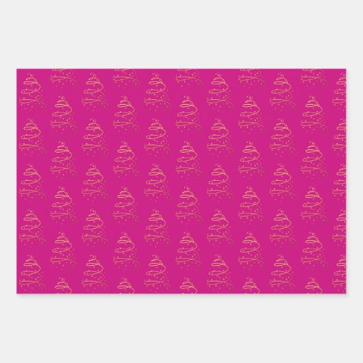 Abstraktes Sparkling Gold, Magenta Weihnachtsbaum Geschenkpapier Set (Vorderseite)
