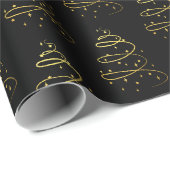 Abstraktes Sparkling Gold, Schwarzer Weihnachtsbau Geschenkpapier (Rolleneckpunkt)