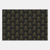 Abstraktes Sparkling Gold, Schwarzer Weihnachtsbau Geschenkpapier Set (Vorderseite)