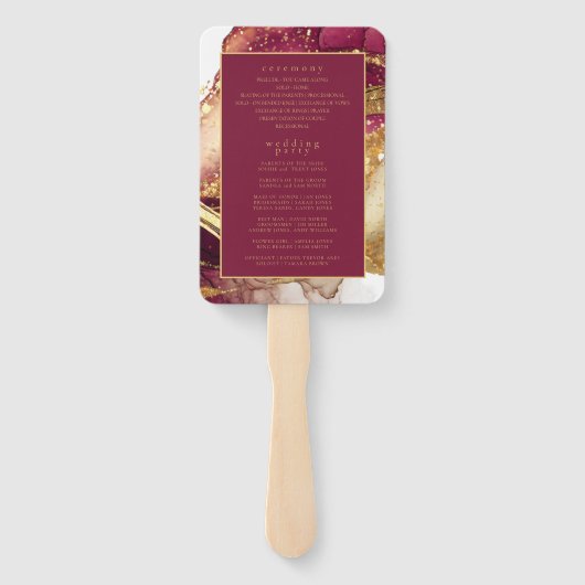 Abstraktes Sparkling Wedding Program Wine Red ID10 Fächer (Rückseite)